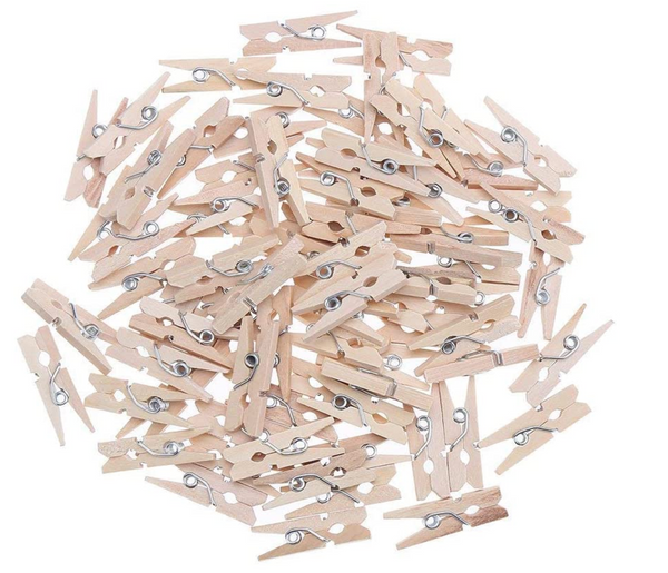 100 Natural Mini Arts & Craft Wooden Pegs