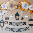 Set of 3 X-Large Black Wooden Glitter Hanging Lanterns with Gold Tassels