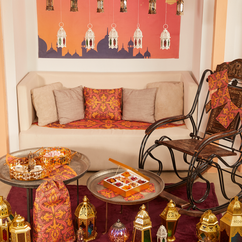 Multicolour Persian Style Pattern Hessian Table Runner