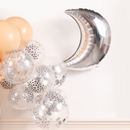 Geometric Silver Eid Mubarak Confetti Latex Party Balloons (12 Pack)