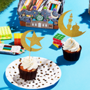 Pack of 20 Gold Glitter Crescent Moon & Mosque Cocktail Sticks