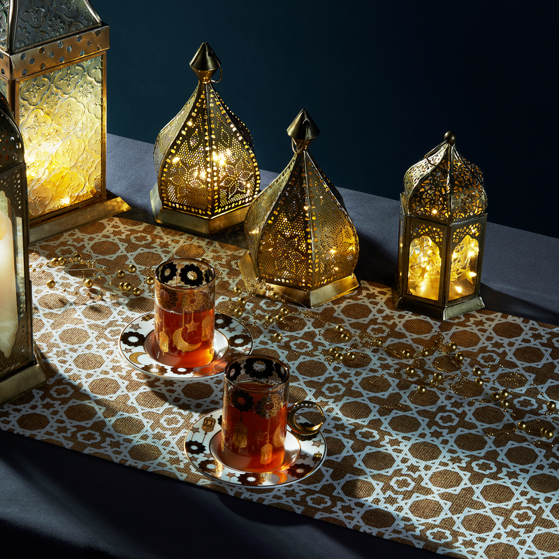 Eid and Ramadan Geometric Pattern Hessian Table Runner