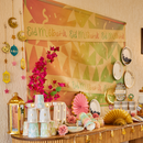 Pastel Coloured 'Eid Mubarak' Hanging Burlap Backdrop (142cm x 98.5cm)