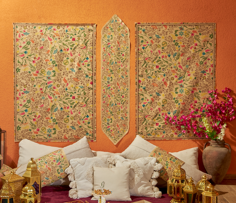 South Asia Paisley Pattern Burlap Hanging Backdrop (142cm x 98.5cm)