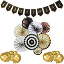Black & Gold 'Eid Mubarak' Bunting, Fans & Balloons Set (Set 22-7)