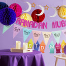 Blue Paper Hanging Honeycomb Sphere Balls Eid Party Decoration