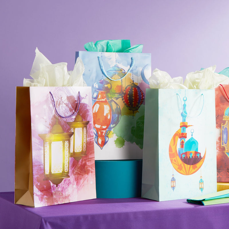 Pack of 2 Large Pink/Purple Lantern Eid & Ramadan Gift Bags