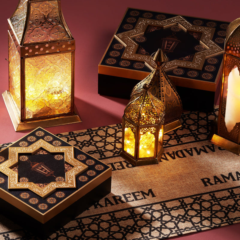 Set of 2 Wooden 8-Point Star Square Eid & Ramadan Storage Boxes (Design Sent at Random)