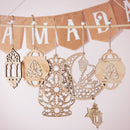 Pack of 2 Eid Mubarak Wooden Hanging Crescent Moons