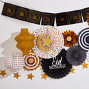 Pack of 2 Ornate Glitter Paper Hanging Lantern Decorations - Gold