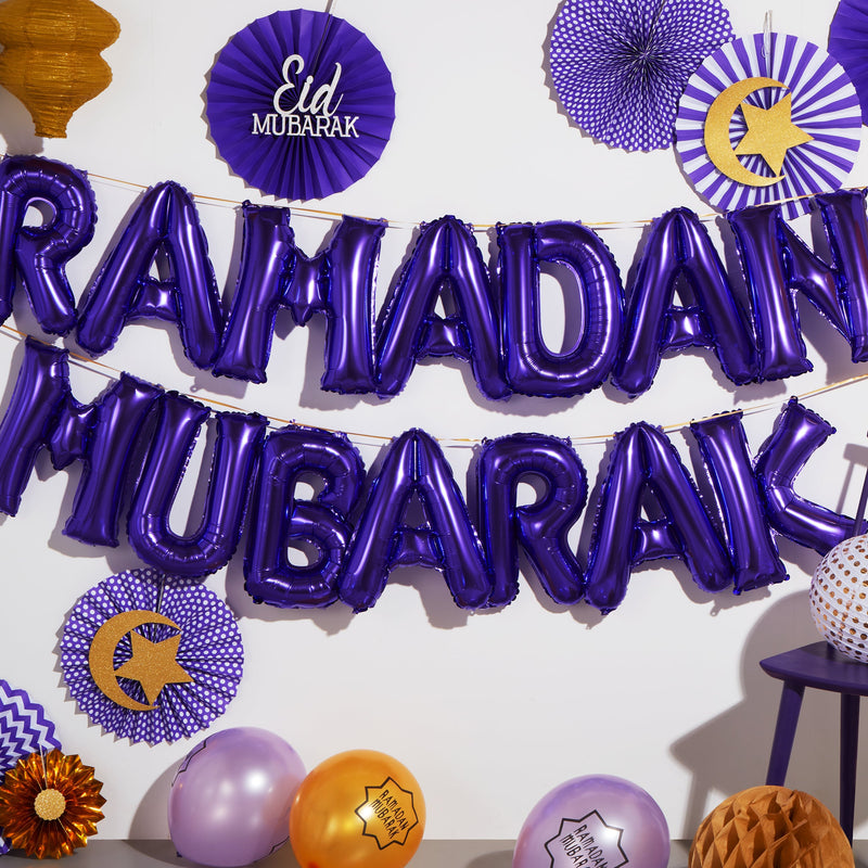Cadburys Purple 'Ramadan Mubarak' Foil Letter Balloons