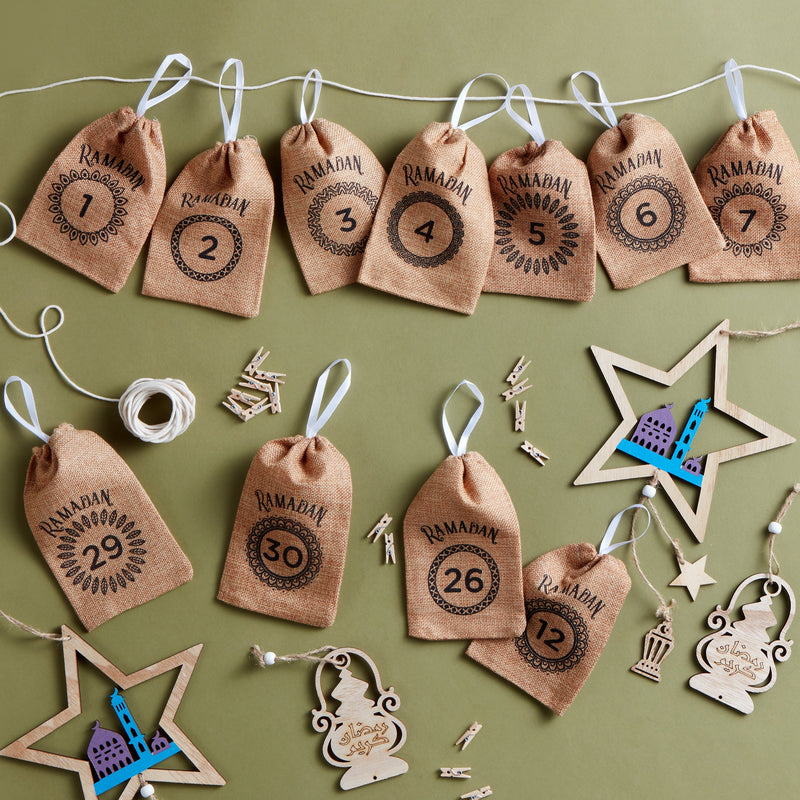 Individual Hessian Numbered Ramadan Hanging Calendar Bunting
