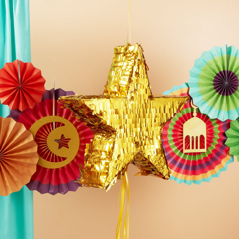 Golden Star Eid Mubarak Hanging Party Pinata