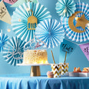 Set of 6 Assorted Blue Ottoman Concertina Paper Fan Hanging Decorations