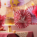 Set of 5 Pink Floral Eid & Ramadan Hanging Concertina Fans Decorations