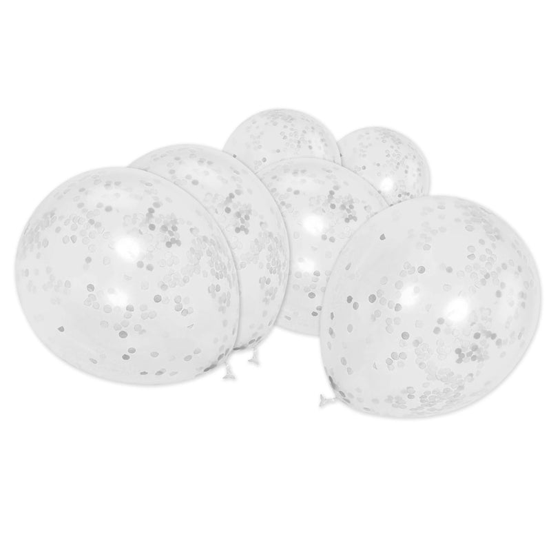 Silver Confetti Clear Eid & Ramadan Balloons (9 Pack)