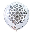 Geometric Silver Eid Mubarak Confetti Latex Party Balloons (12 Pack)