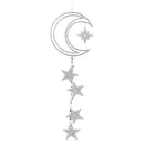 Large Silver Glitter Crescent Moon & Stars Hanging Decoration