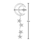 Large Silver Glitter Crescent Moon & Stars Hanging Decoration