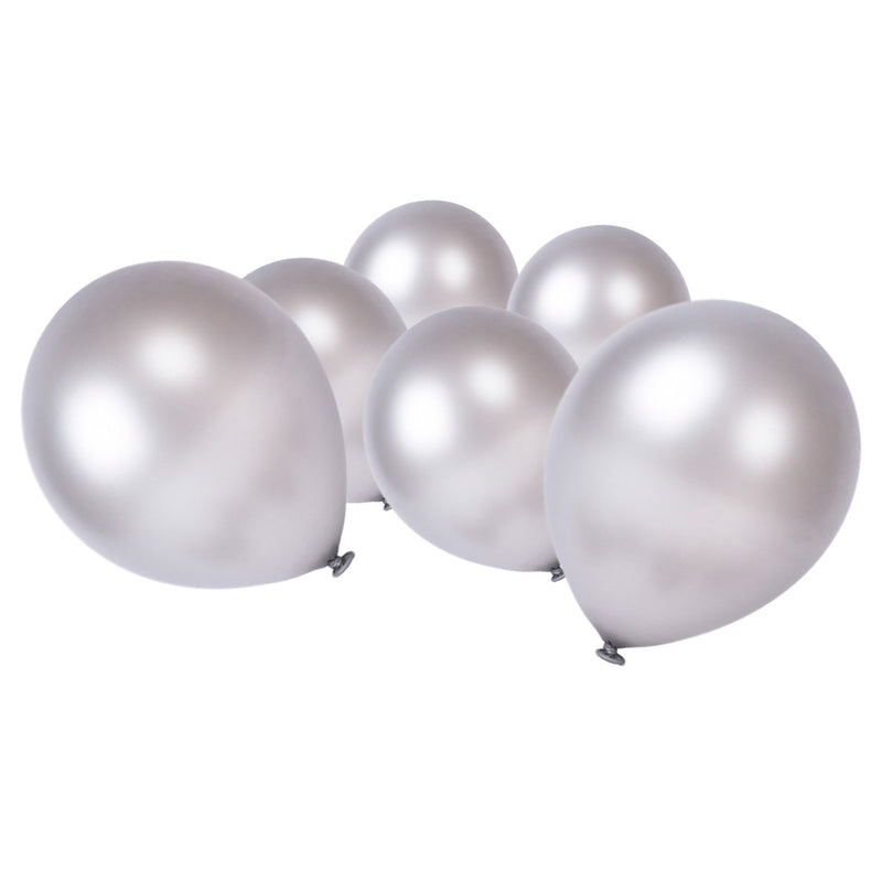 Metallic Silver Latex Eid Party Balloons (20 Pack)