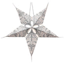 Pack of 2 Paisley Large Silver & White Paper Hanging Star Eid & Ramadan Decoration