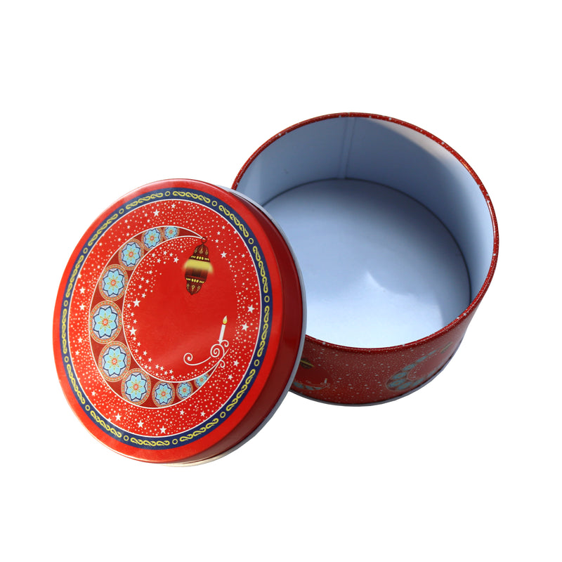 Set of 4 Red Moon & Lantern Decorative Iftar Treat Tins
