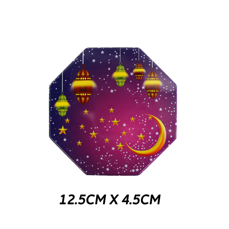 Set of 3 Purple Hexagon Small, Medium & Large Moon & Lantern Decorative Iftar Treat Tins