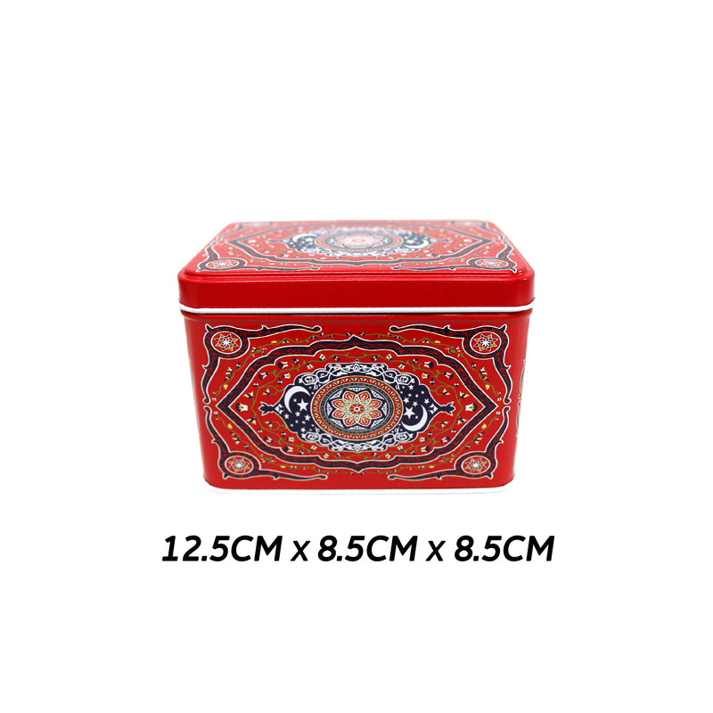 Set of 5 Red Moon & Star Rectangle Small & Large Treat Tins