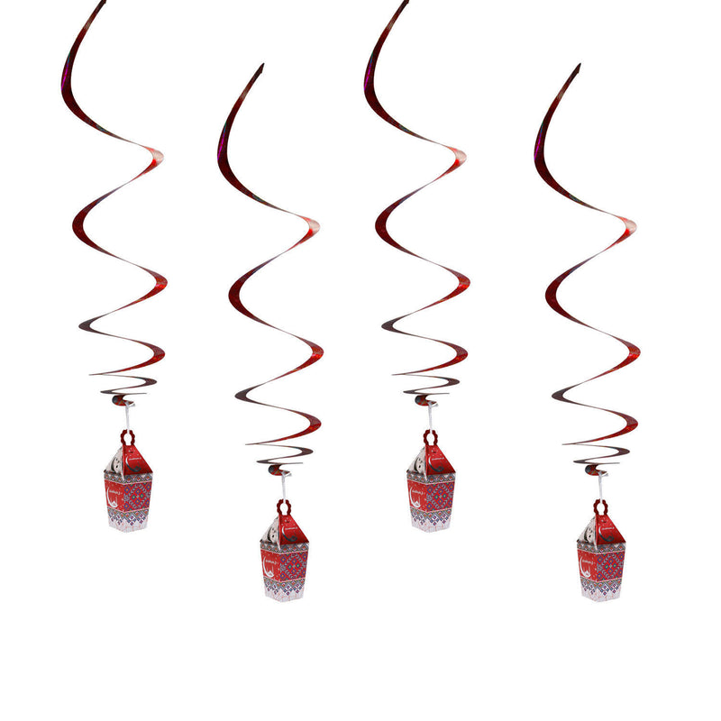Pack of 4 Spiral Lantern Eid Favour Boxes Hanging Mobile Decorations