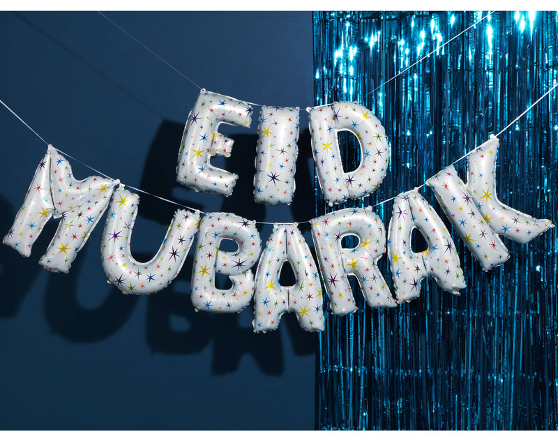 Multicolour Star Pattern 'Eid Mubarak' Foil Letter Balloons