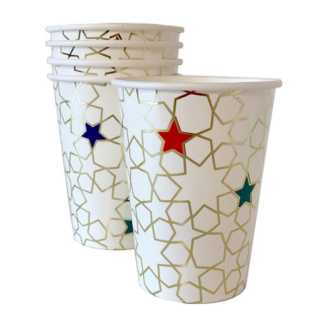 Pack of 12 Large Geometric Star Pattern Paper Cups