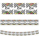 Floral Black & White Striped Eid Mubarak Square Card Bunting - 2 meters