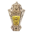 Set of 2 Wooden Shabby Chic Table / Hanging Lantern Decoration - Natural / Gold Lantern Cut Out