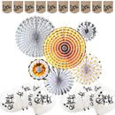 Gold, Silver & Hessian Ramadan Mubarak Fan, Bunting & Balloon Set 12/21