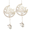 Pack of 2 Eid Mubarak Wooden Hanging Crescent Moons