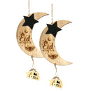 2 x Eid Mubarak Wooden Crescent Moon & Chalkboard Star Hanging Decoration
