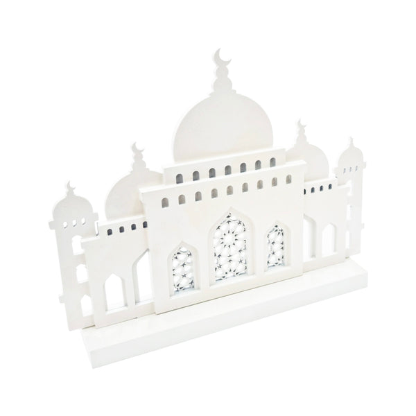 Matte White Wooden Mosque Table Centre Decoration