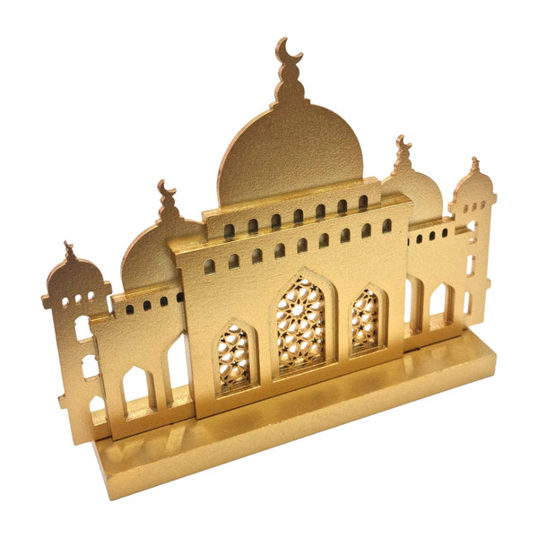 Matte Gold Wooden Mosque Table Centre Decoration