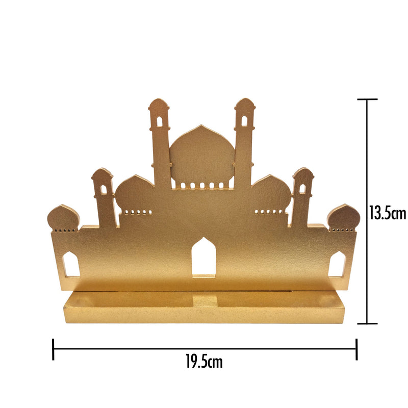 4 Minaret Matte Gold Wooden Mosque Table Centre Decoration