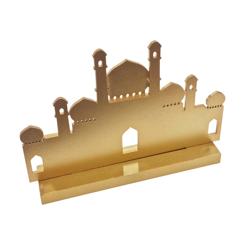 4 Minaret Matte Gold Wooden Mosque Table Centre Decoration