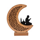 Natural Wooden Crescent Moon & Prayer Silhouette Design Table Centre Decoration
