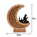 Natural Wooden Crescent Moon & Prayer Silhouette Design Table Centre Decoration