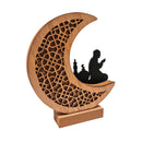 Natural Wooden Crescent Moon & Prayer Silhouette Design Table Centre Decoration