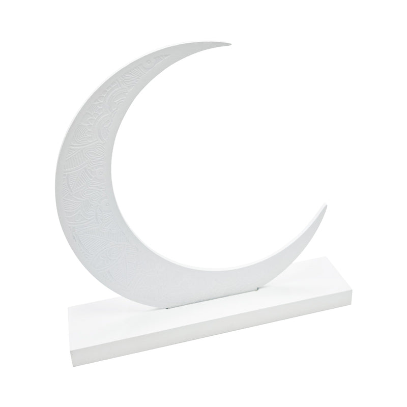 Matte White Wooden Crescent Moon Table Centre Decoration