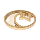 Wooden Round Star Mirrored Eid & Ramadan Food Serving Tray - Gold(757-14)