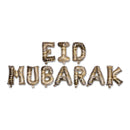 Black, Gold & White Marble 'Eid Mubarak' Foil Letter Balloons