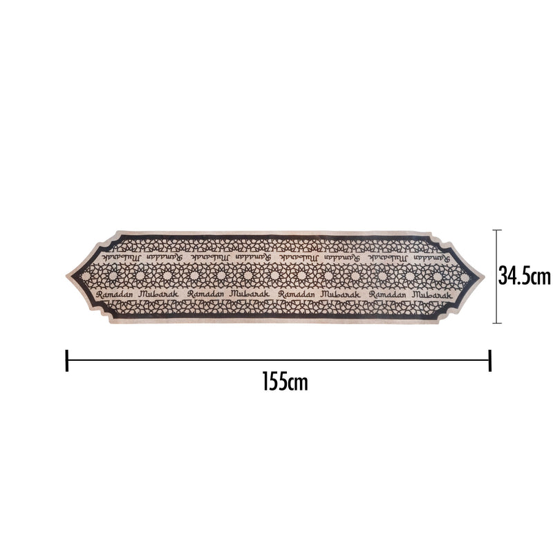 Geometric Ramadan Mubarak Pattern Hessian Table Runner - 1.55m