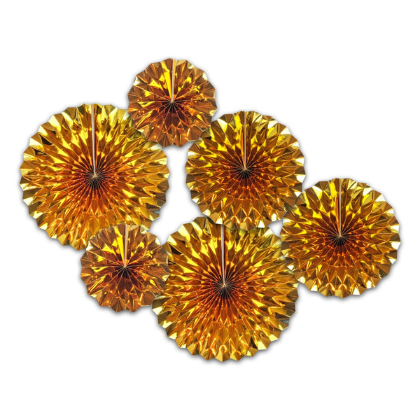 Copy of Set of 6 Sun Gold Concertina Paper Fan Hanging Decorations