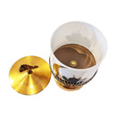 Tall White & Gold Ornate Iftar Tin w/ Lid + Handle - Moon & Mosque Design (JC008)