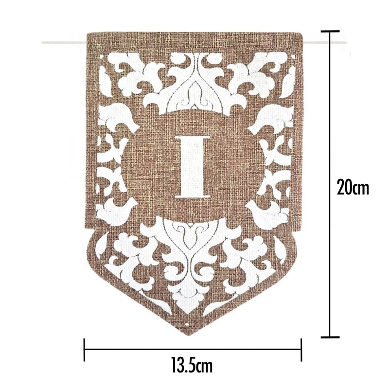White Printed 'Eid Mubarak' Style Natural Hessian Pennant Bunting - 2m
